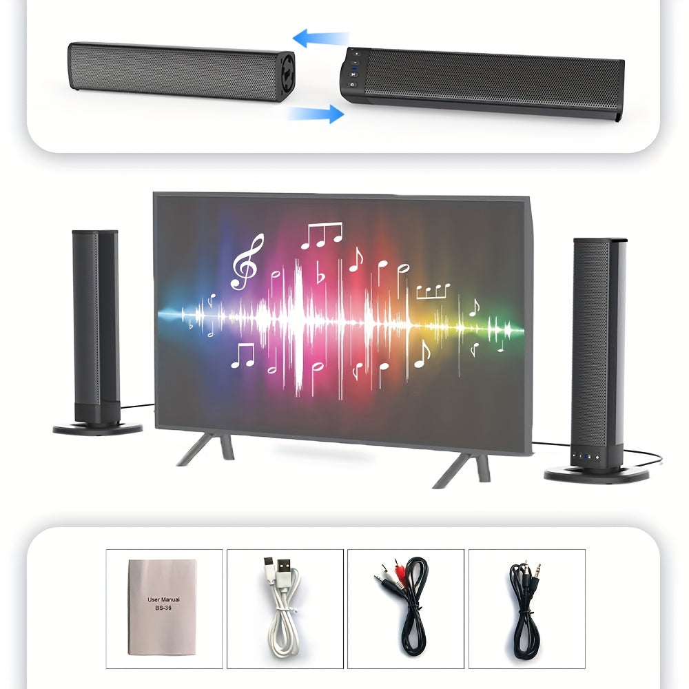 Barre de son sans fil pour TV – Haut-parleur Bluetooth détachable 2 en 1
