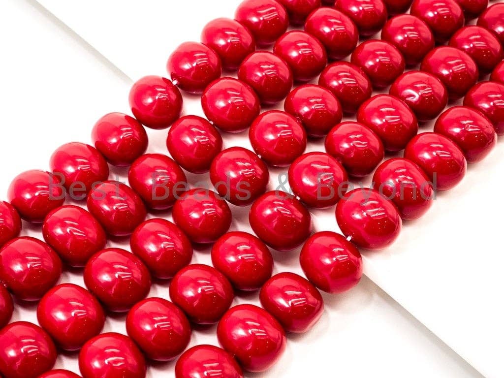 Red Natural Mother of Pearl beads,13x15mm Pearl Potato beads, Loose Potato Smooth Pearl Shell Beads, 16inch strand, SKU#T87