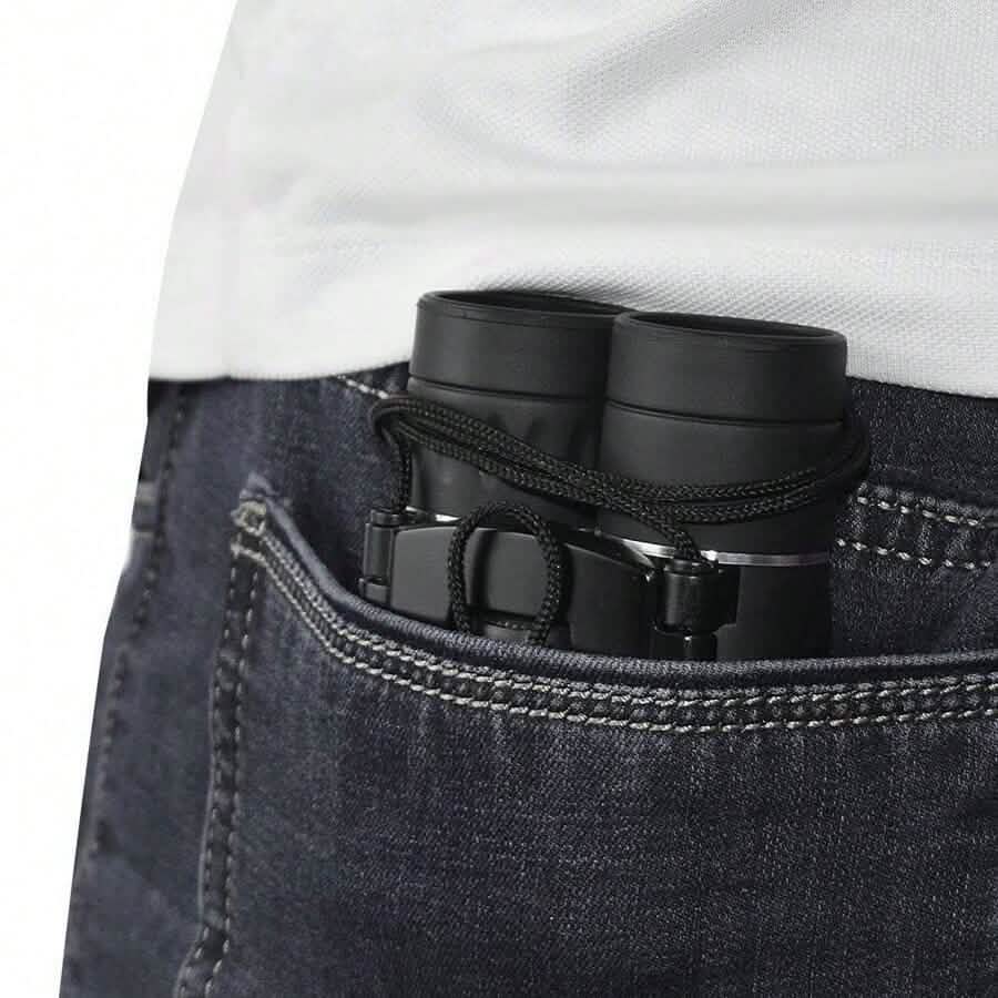 Jumelles de poche haute puissance 10x25 avec adaptateur téléphonique – Compactes, légères, portables – Noires