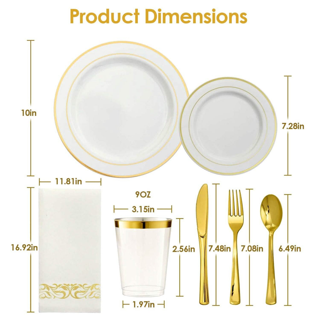 175-Pieces: Disposable Gold Dinnerware Set