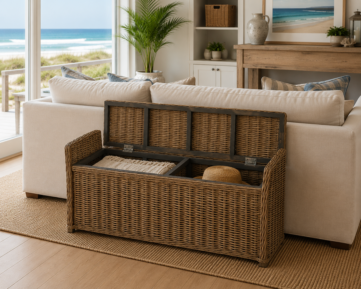 Key Largo Rattan Storage Bench