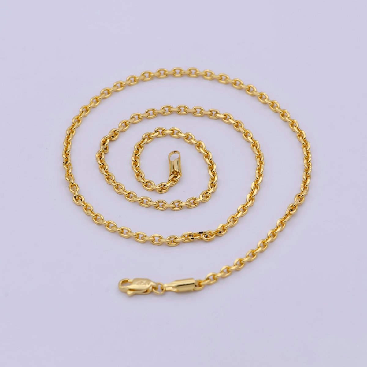 17.7'' Ready to Use 24K Gold Filled Thin Cable Necklace Chain, Layering Cable Chain Dainty Necklace, For Pendant Charm Necklace Making | WA-745 Clearance Pricing
