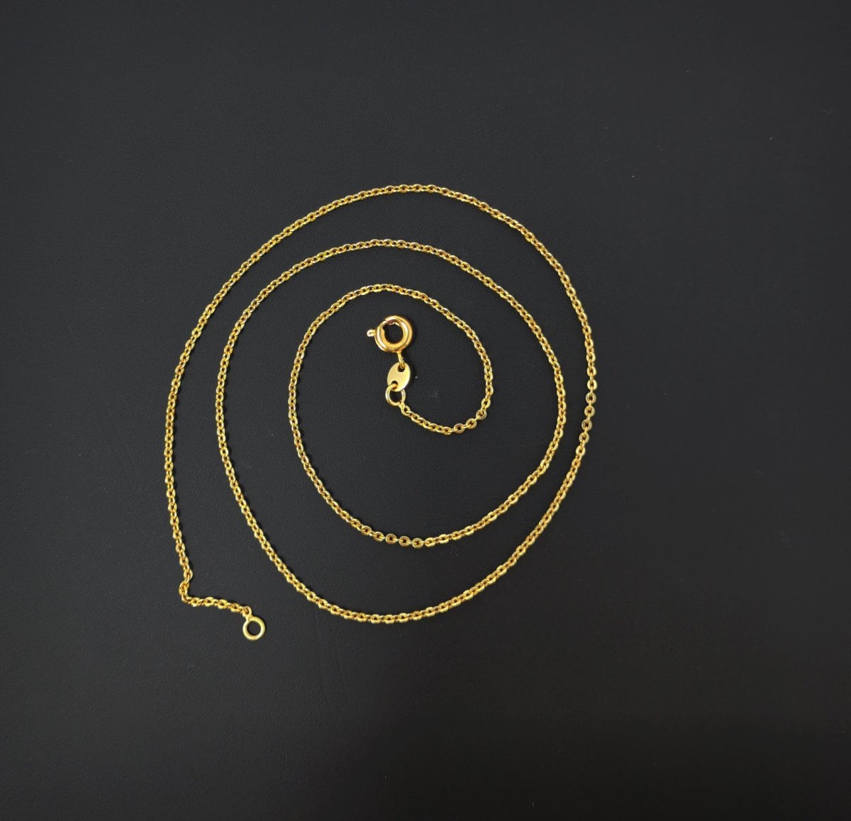 17.7'' Ready to Use 24K Gold Filled Thin Rolo Necklace Chain, Layering Rolo Chain Dainty Necklace, For Pendant Charm Necklace Making, Dainty 0.8mm Rolo Necklace w/ Spring Rings | CN-465