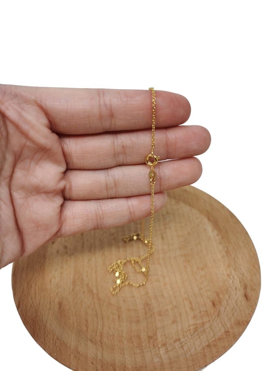 17.7'' Ready to Use 24K Gold Filled Thin Rolo Necklace Chain, Layering Rolo Chain Dainty Necklace, For Pendant Charm Necklace Making, Dainty 0.8mm Rolo Necklace w/ Spring Rings | CN-465
