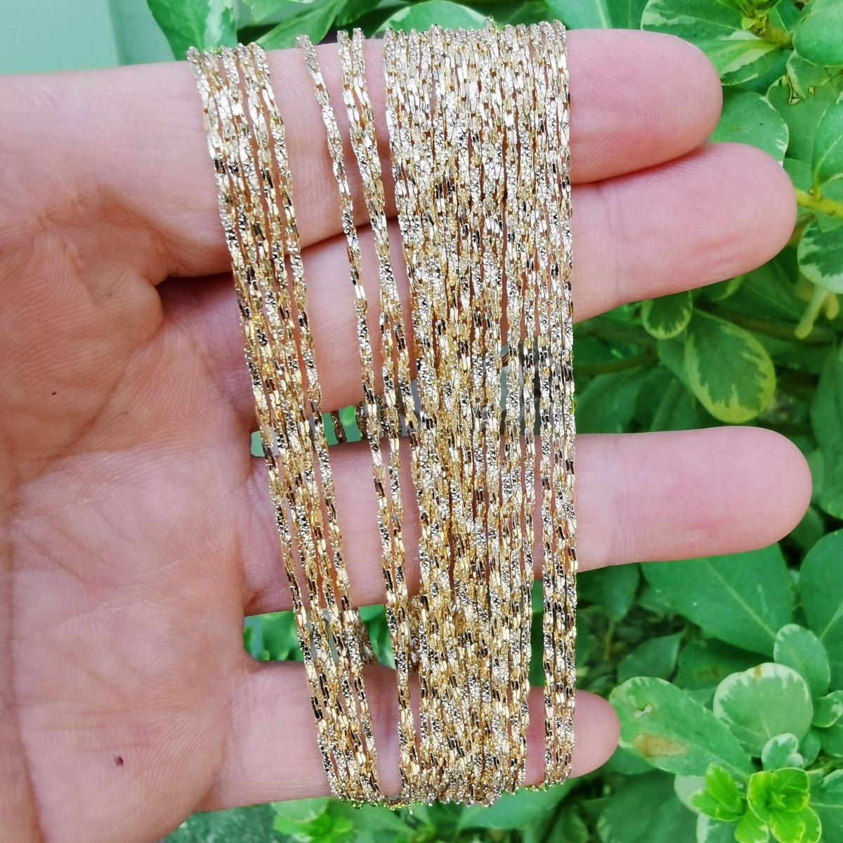17.9'' Ready to Use 14K Gold Filled Flakes Singapore Necklace Chain, Layering Spiral Chain Dainty Necklace, for Pendant Necklace | CN-785  Clearance Pricing