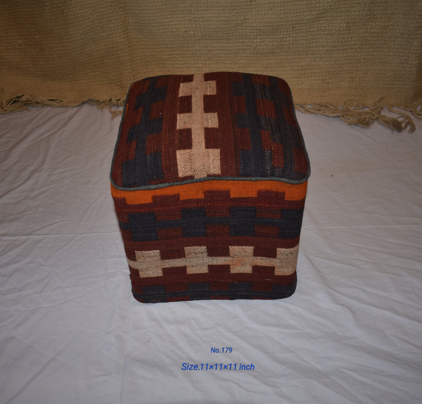 One of a Kind Kilim Rug Pouf Ottoman foot stool - #179