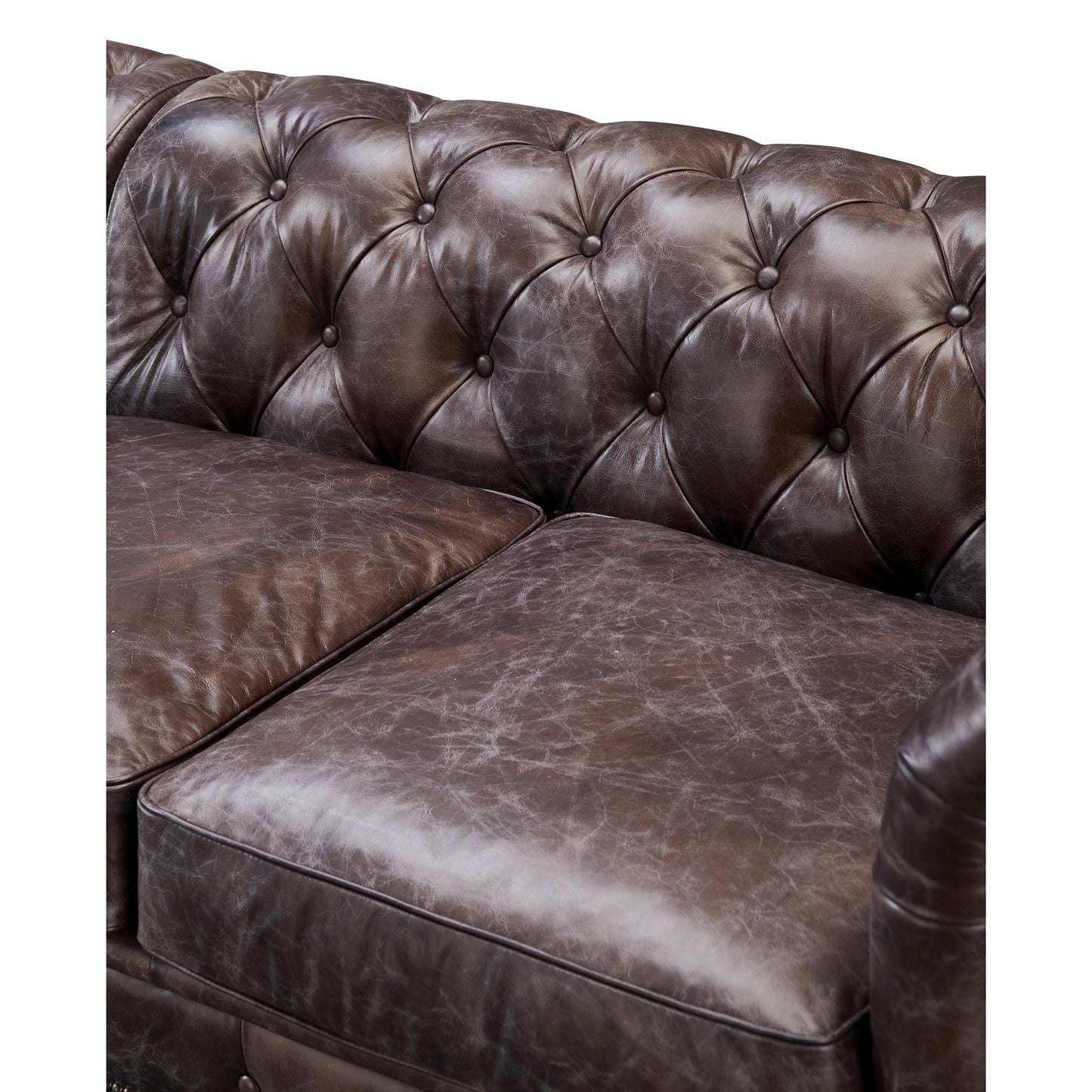 Century Chesterfield Sofa - Dark Brown Leather - 118"