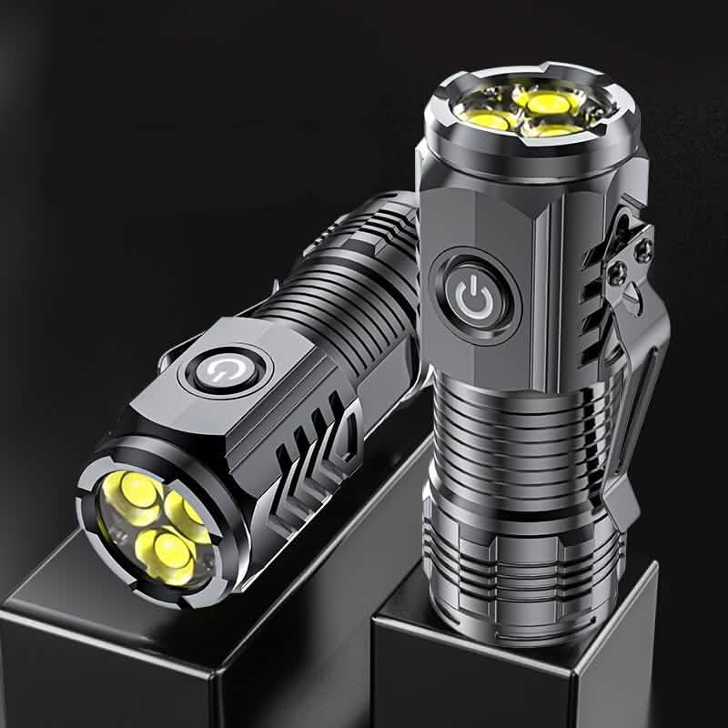 2個セット：USB充電式ミニLEDタクティカルフラッシュライト