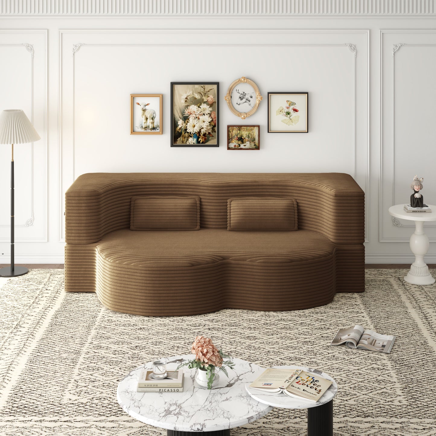 Modern Floor Sofa with 2 Pillows