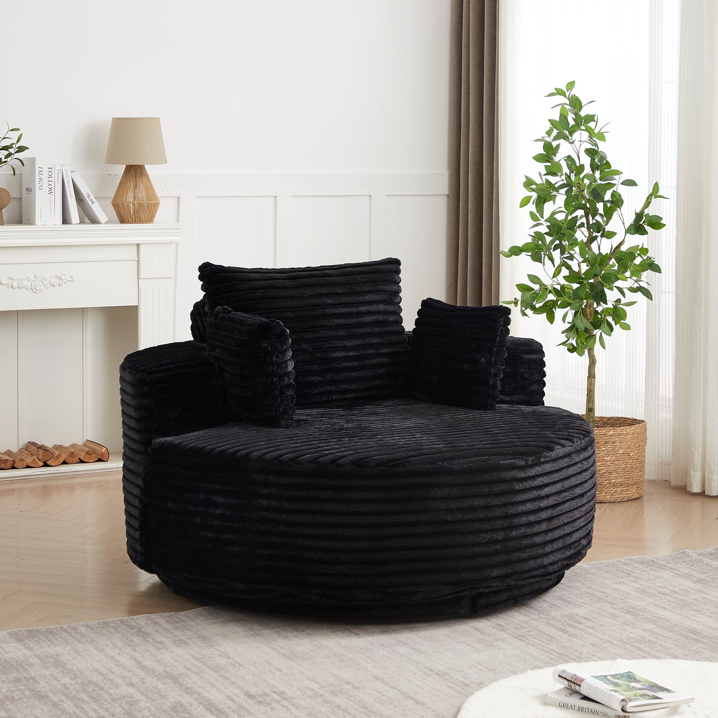 55'' Corduroy Foam Single Swivel Chair