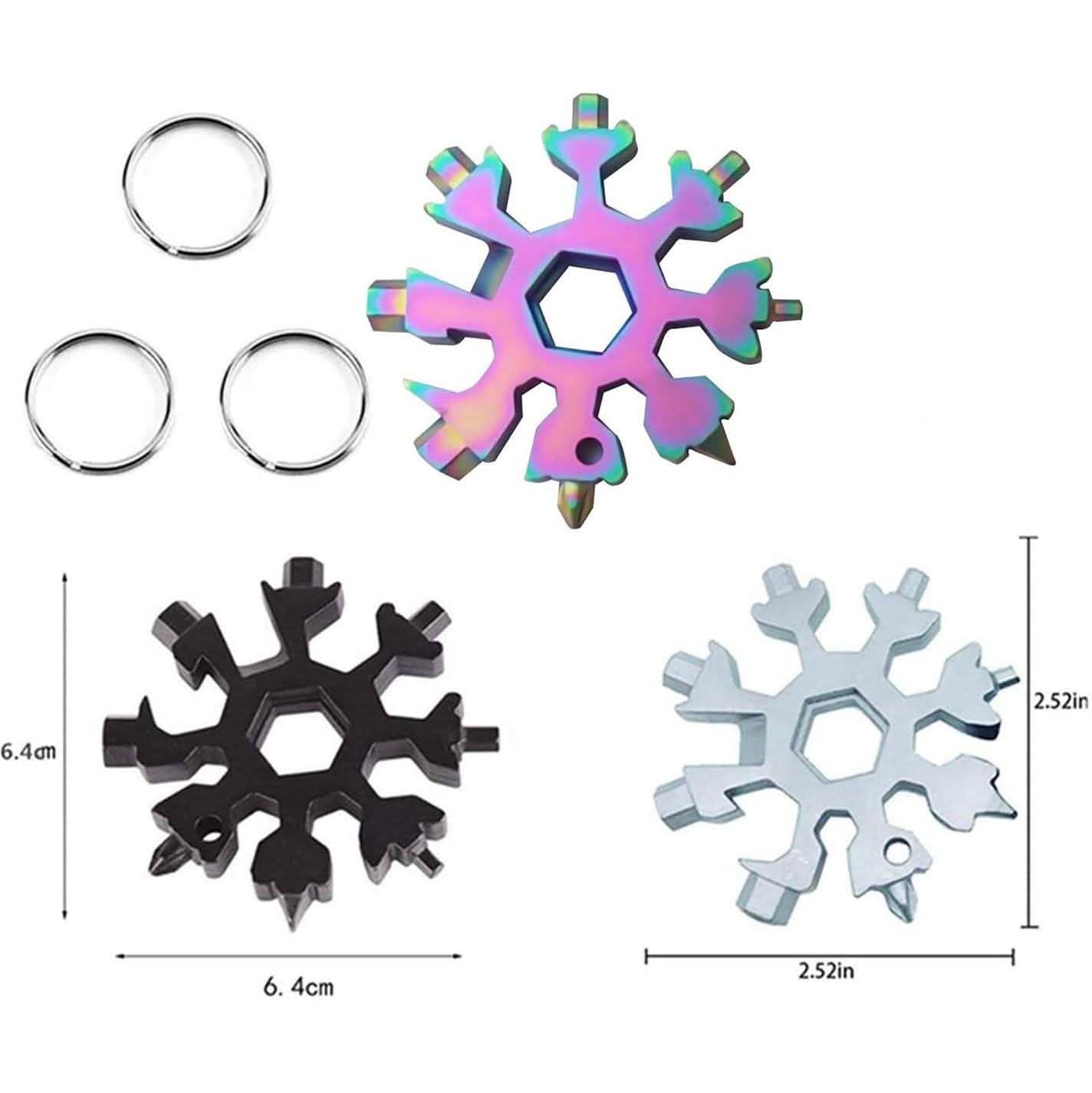 Outil multifonction 18-en-1 en forme de flocon de neige en acier inoxydable