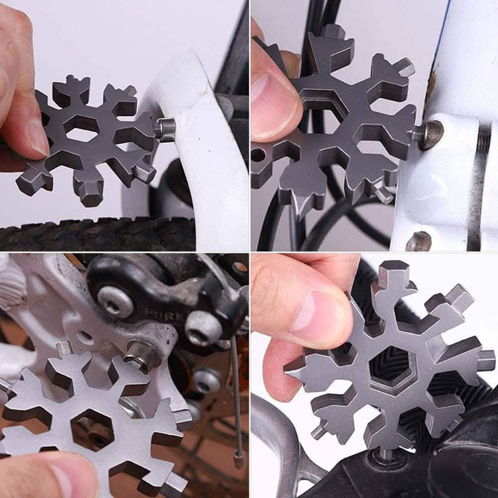 Outil multifonction 18-en-1 en forme de flocon de neige en acier inoxydable