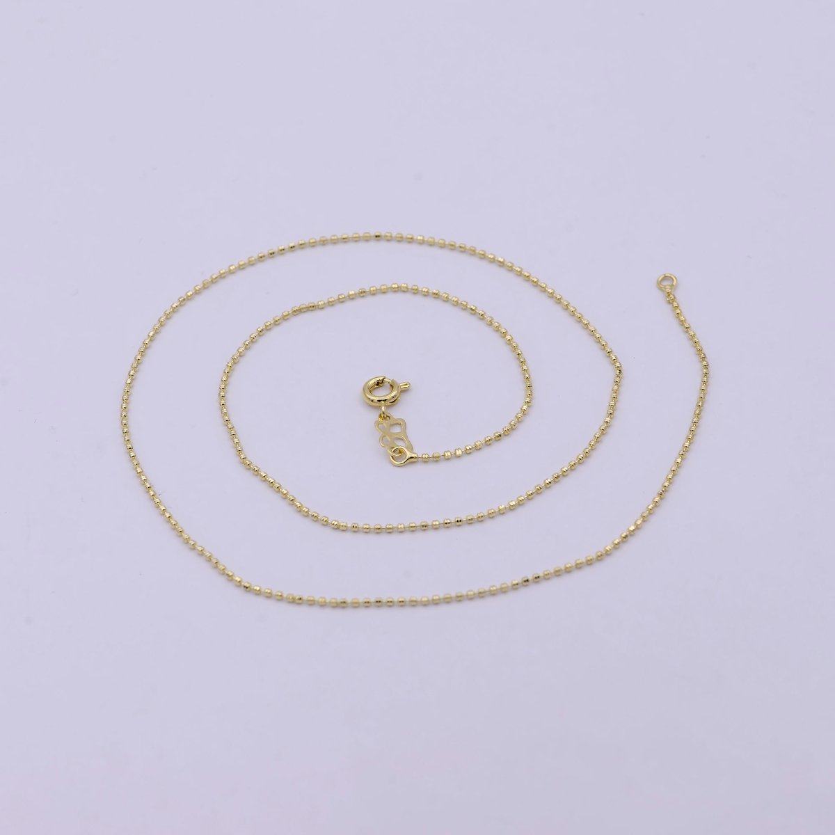 18 Inches Beaded Chain Necklace 14K Gold Filled Finished Chain Necklace, Dainty 1.1mm Bead Necklace w/ Spring Ring | WA-533 Clearance Pricing