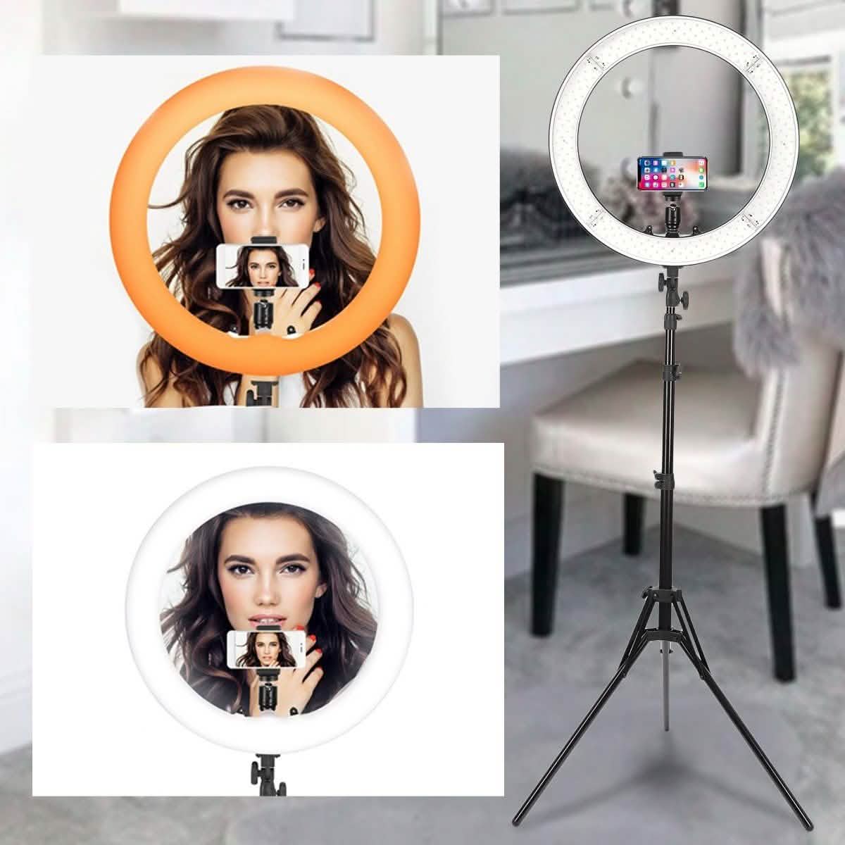 Anneau lumineux LED 18" 55W 3200K-5600K Dimmable pour Selfie