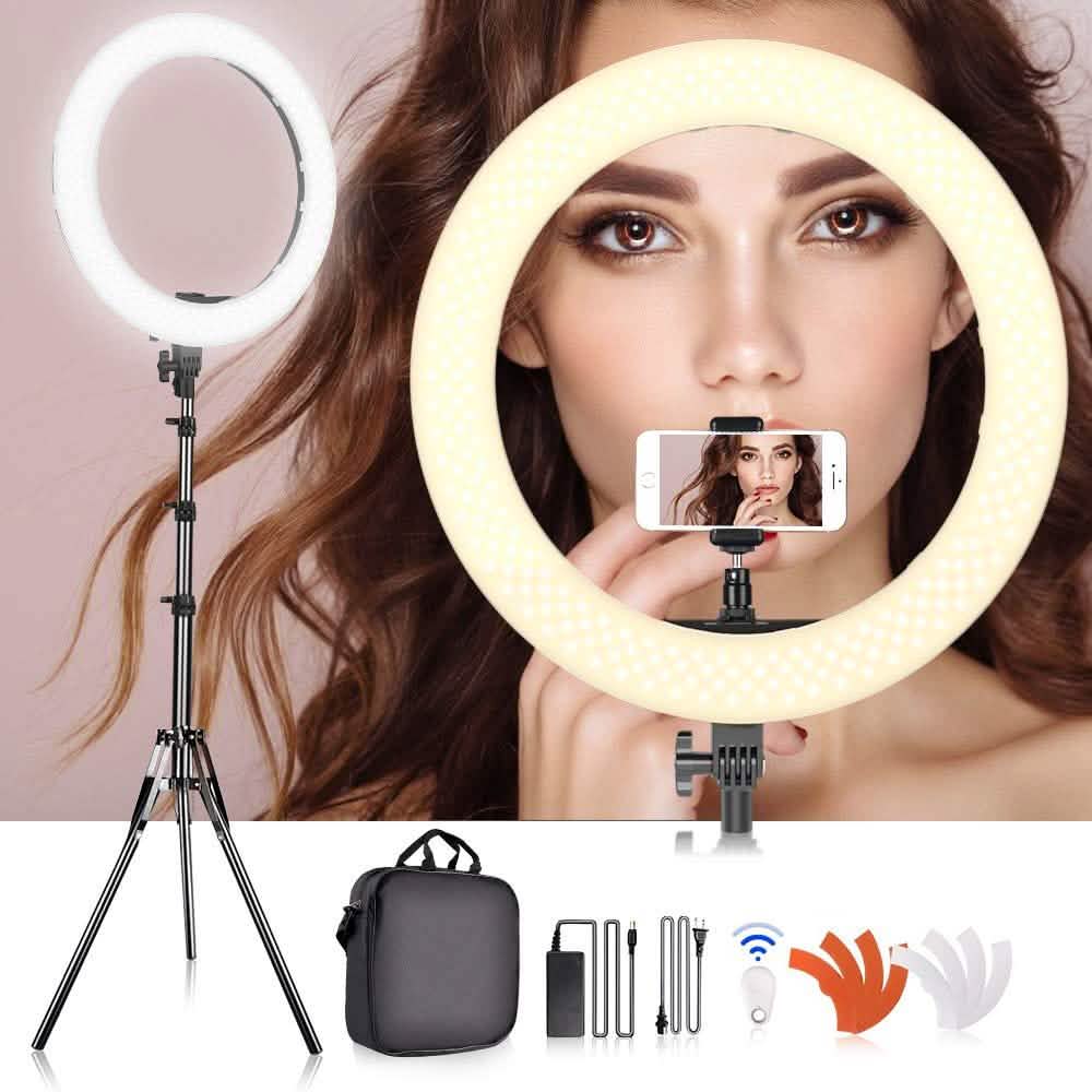 Anneau lumineux LED 18" 55W 3200K-5600K Dimmable pour Selfie
