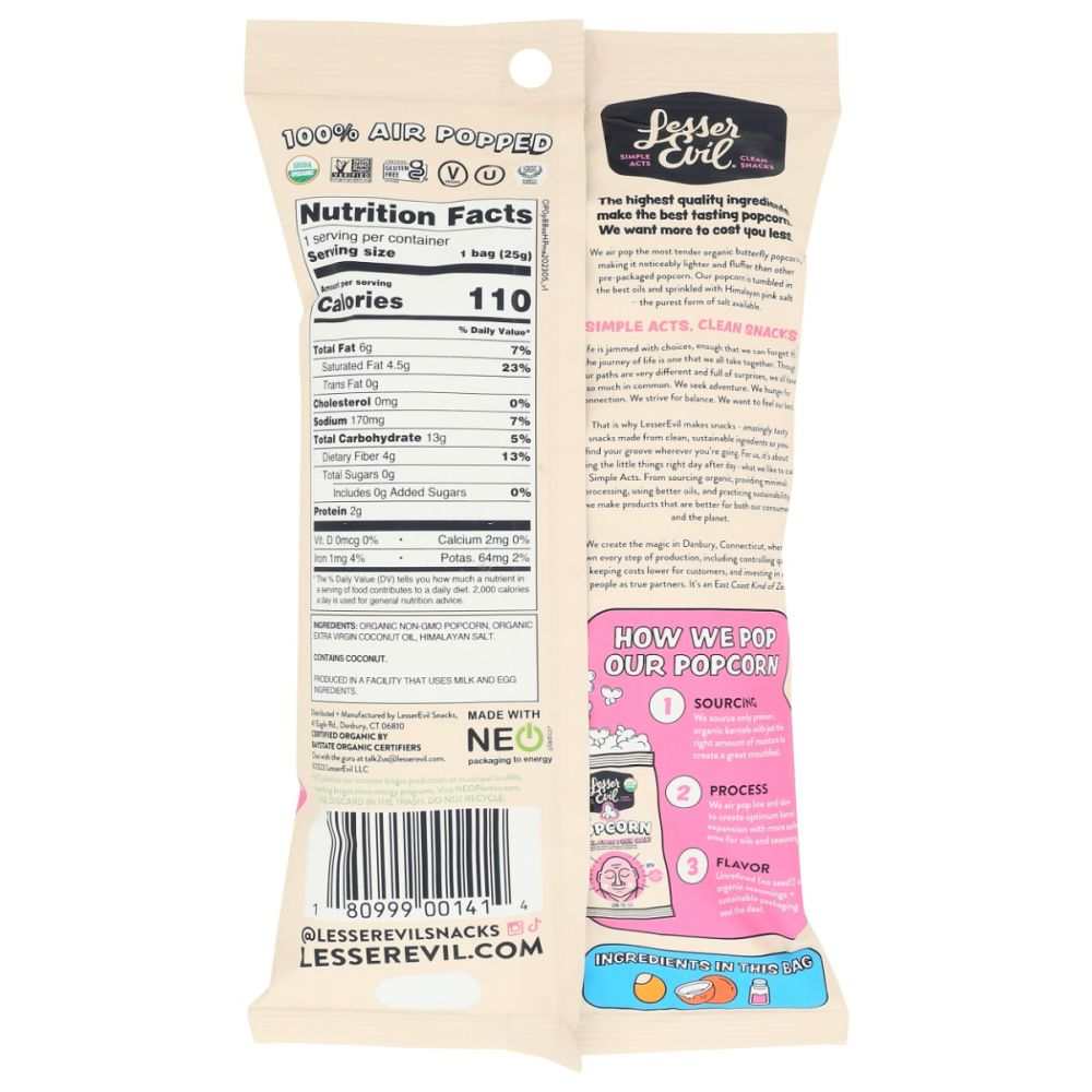 LESSER EVIL Buddha Bowl Himalayan Pink |Small  - Better Healthy Snacks 0.88oz