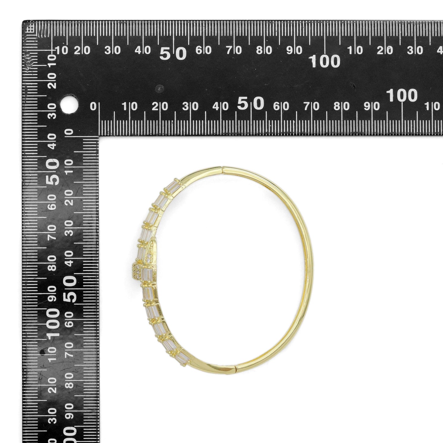 Gold Silver Clear Baguette CZ Statment Bracelet, Sku#LX541