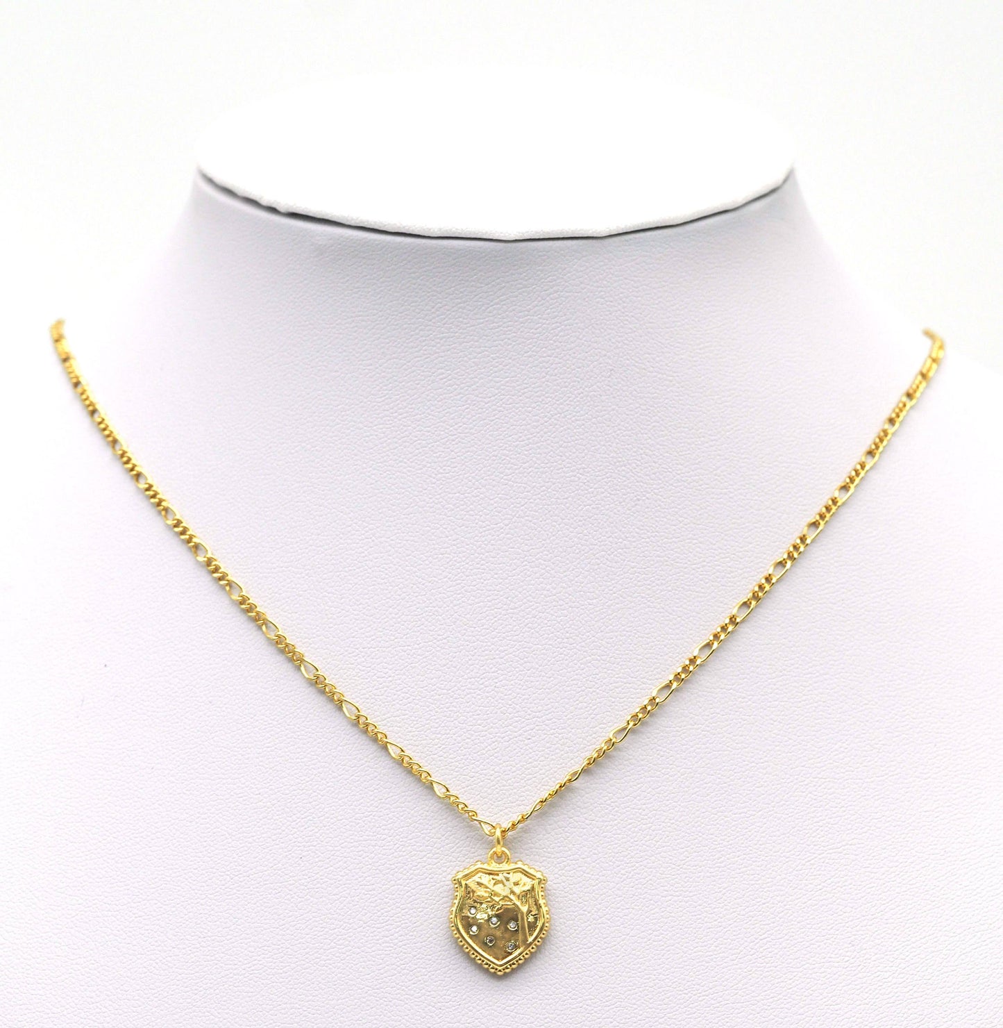 CZ Gold Tree On Shield Charm, Sku#F1479C