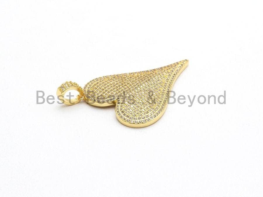 CZ Large Heart Pendant, Sku#F559