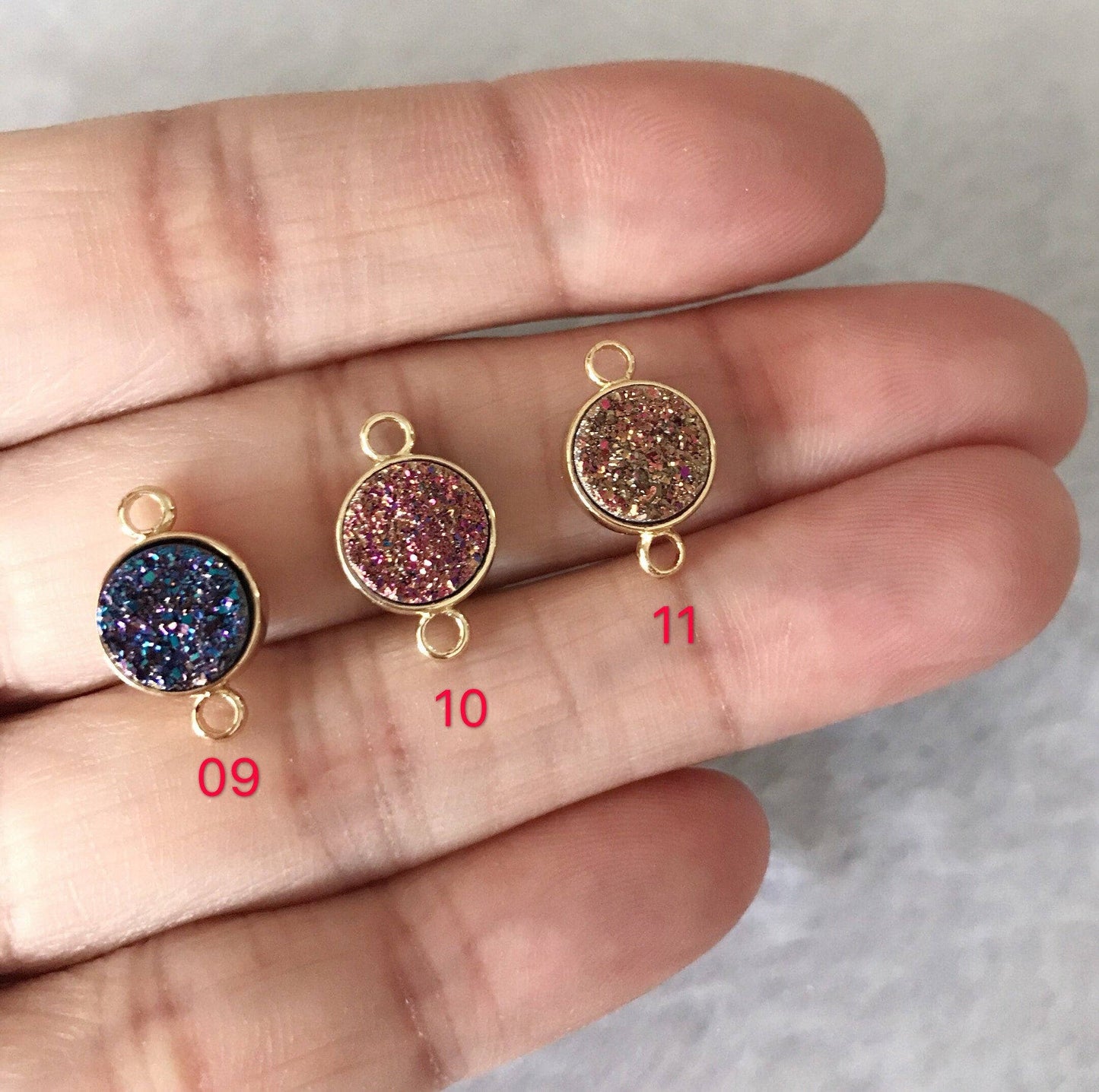 Gold/Silver Mystic Drusy Round Connector, sku#V24C