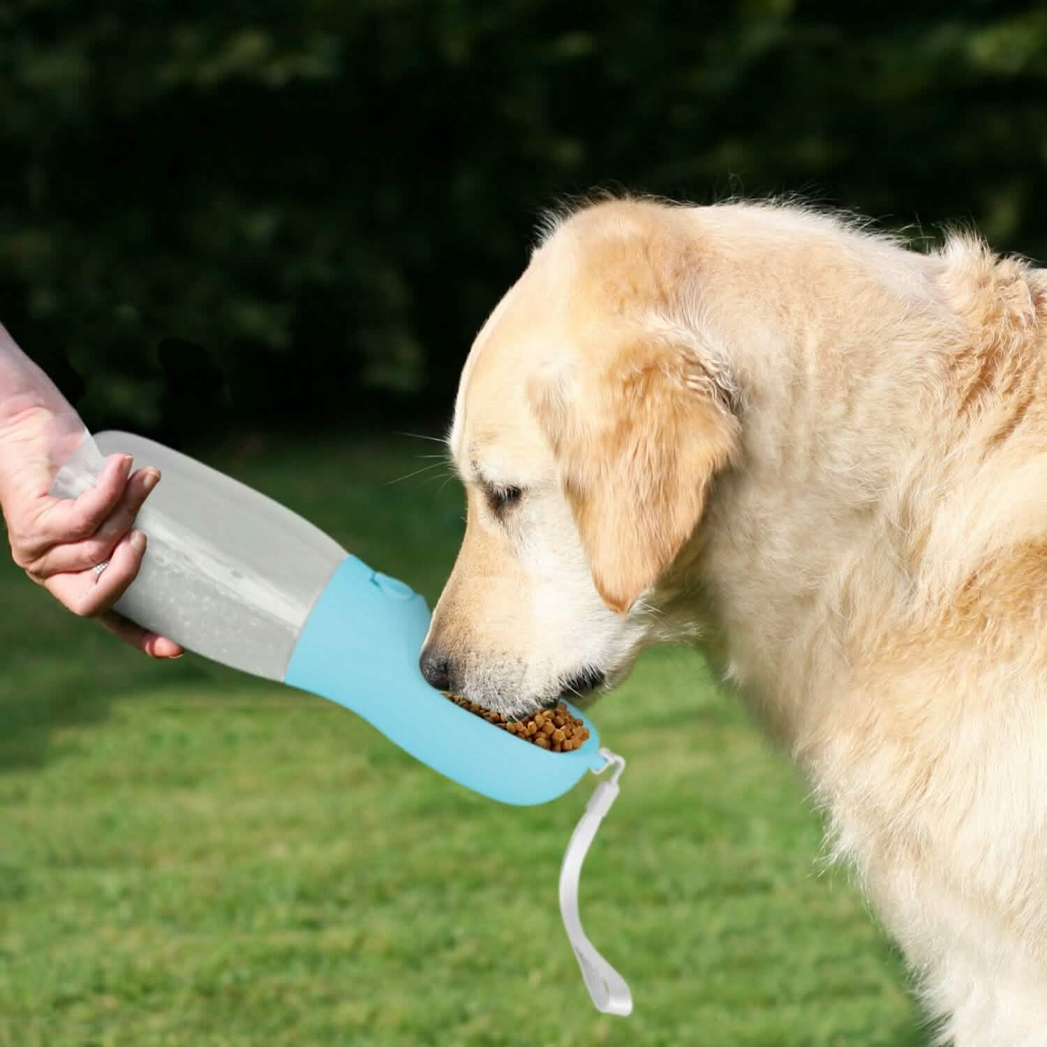 18.6オンス 携帯用犬用ウォーターディスペンサー 着脱式フードコンテナ付き