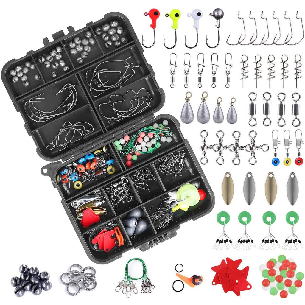Lot de 188 pièces : Kit d'accessoires de pêche portables avec boîte de rangement