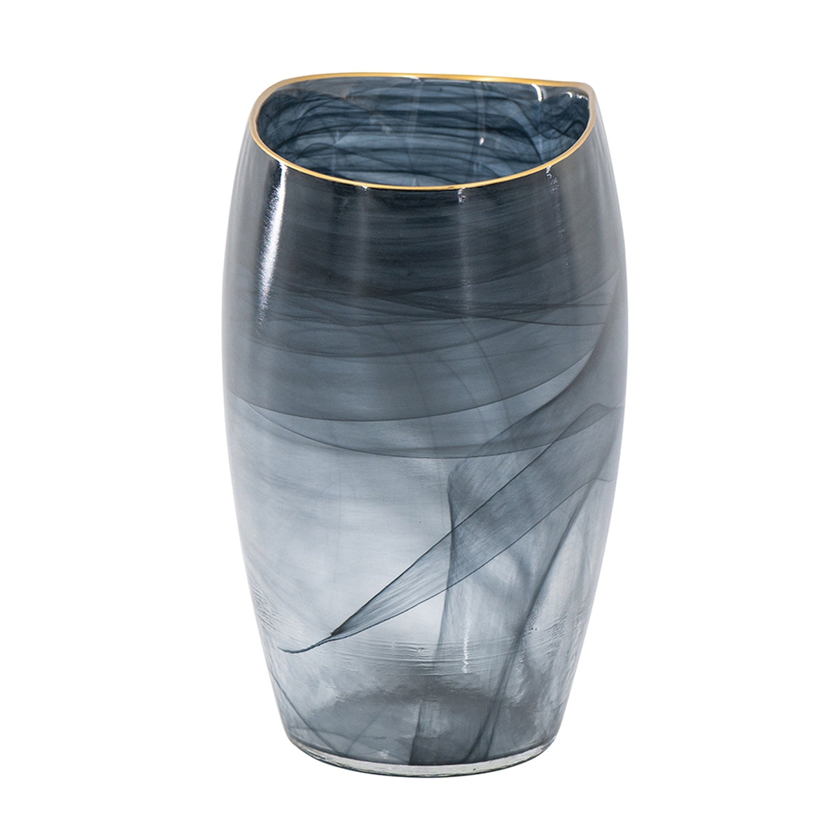 Smokey Black Gold Rimmed Glass Vase