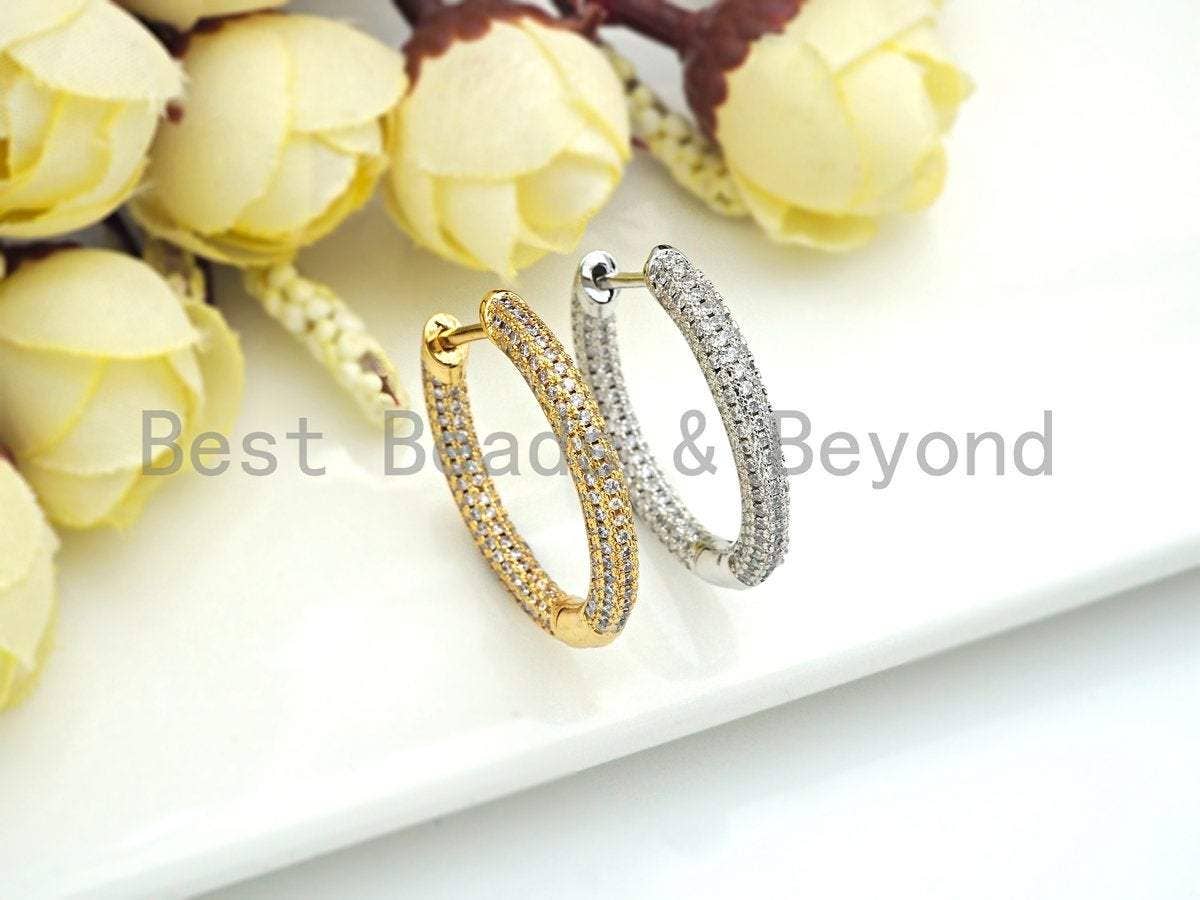 CZ Huggie Hoop Earrings, Sku#J258
