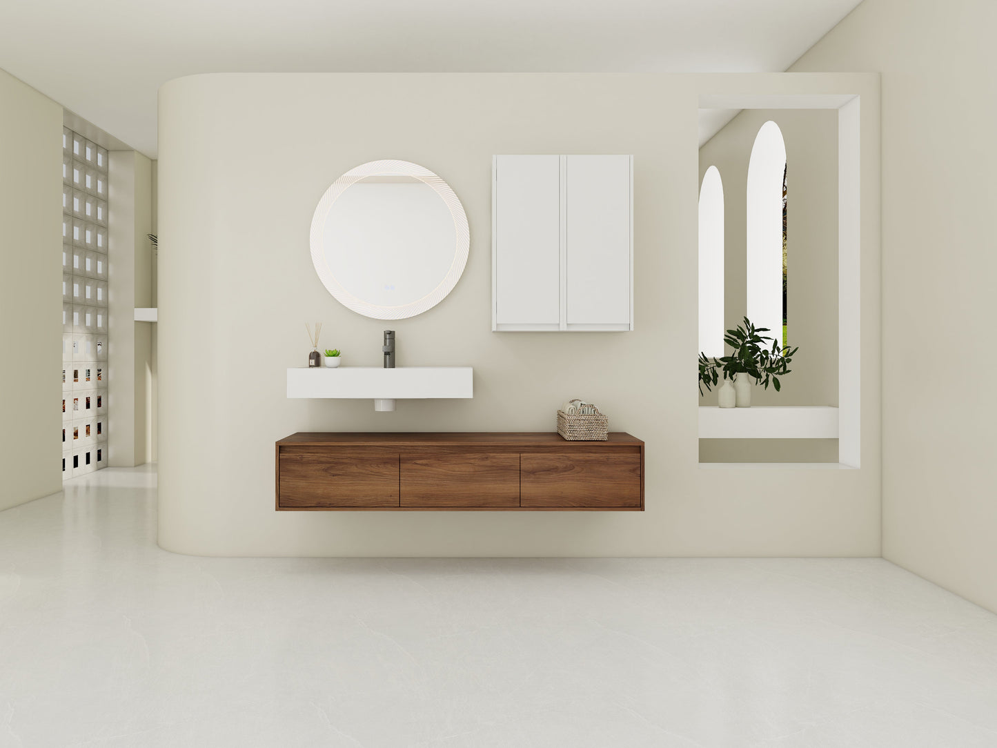 60 Inch Wall-Mounted Bathroom Vanity