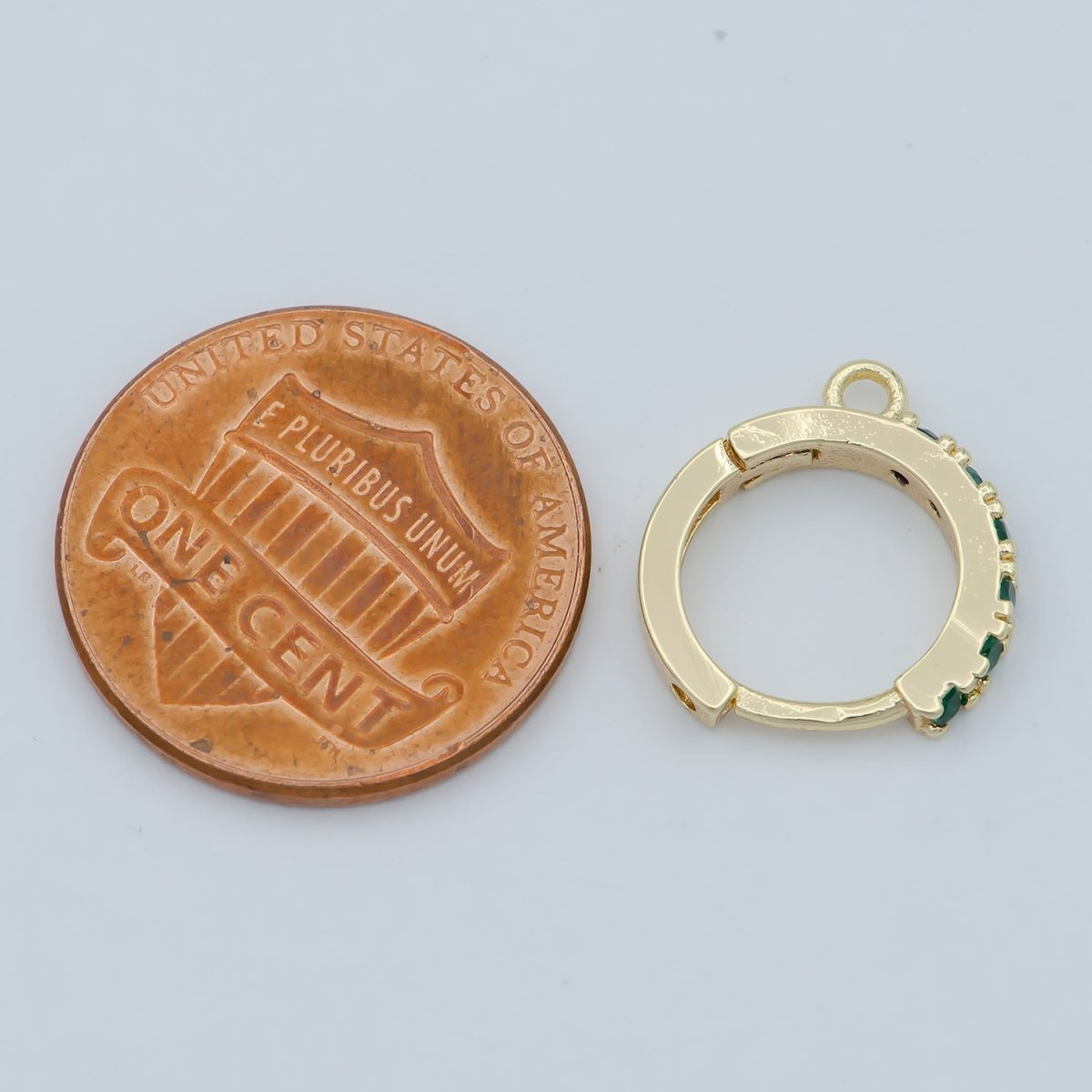 18K Emerald Green Gold Filled Round Huggies Earring Supplies Open Link earring For DIY Jewelry Making Earring Making  L-390