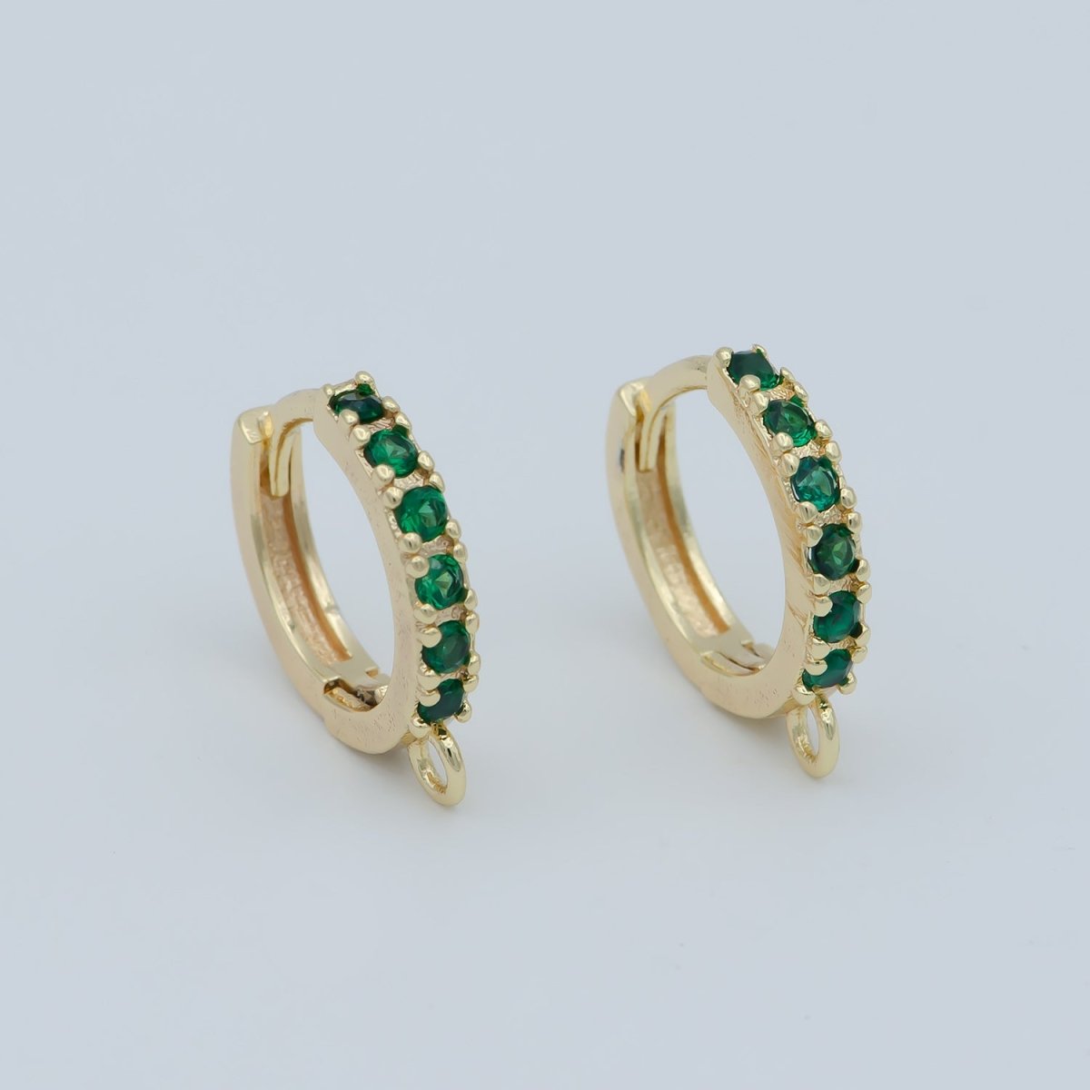 18K Emerald Green Gold Filled Round Huggies Earring Supplies Open Link earring For DIY Jewelry Making Earring Making  L-390