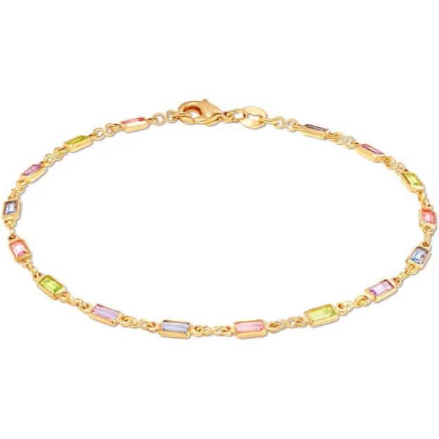 Bracelet en or 18 carats avec cristaux multiples taille baguette pour femmes