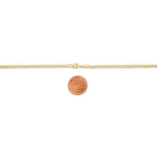18K Gold Curb Cuban Link Chain Bracelet 8"