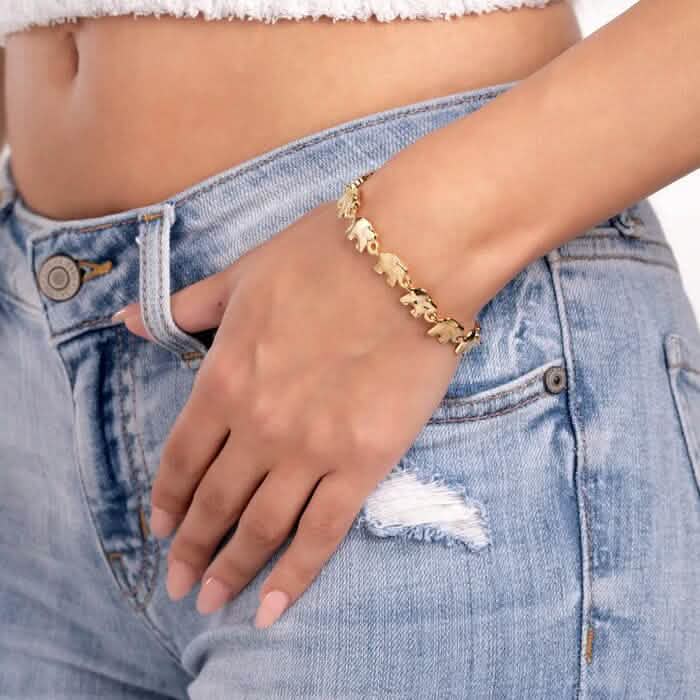 18Kゴールドエレファントブレスレット（女性用）8インチ