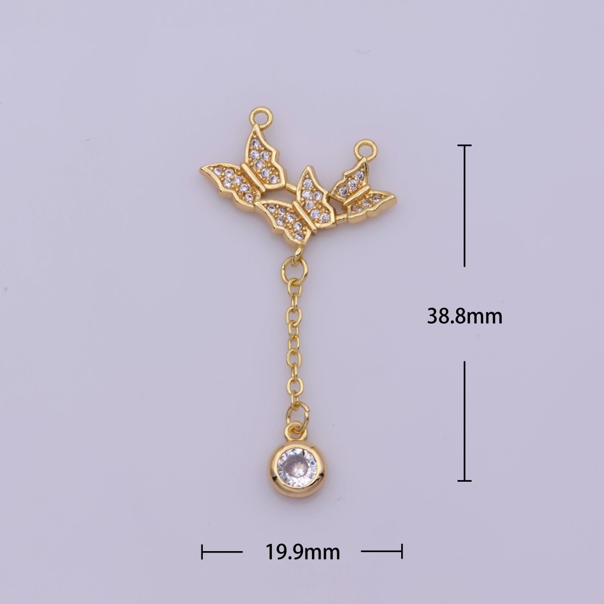 18K Gold Filed Butterfly Connector CZ Lariat Supply Y-411