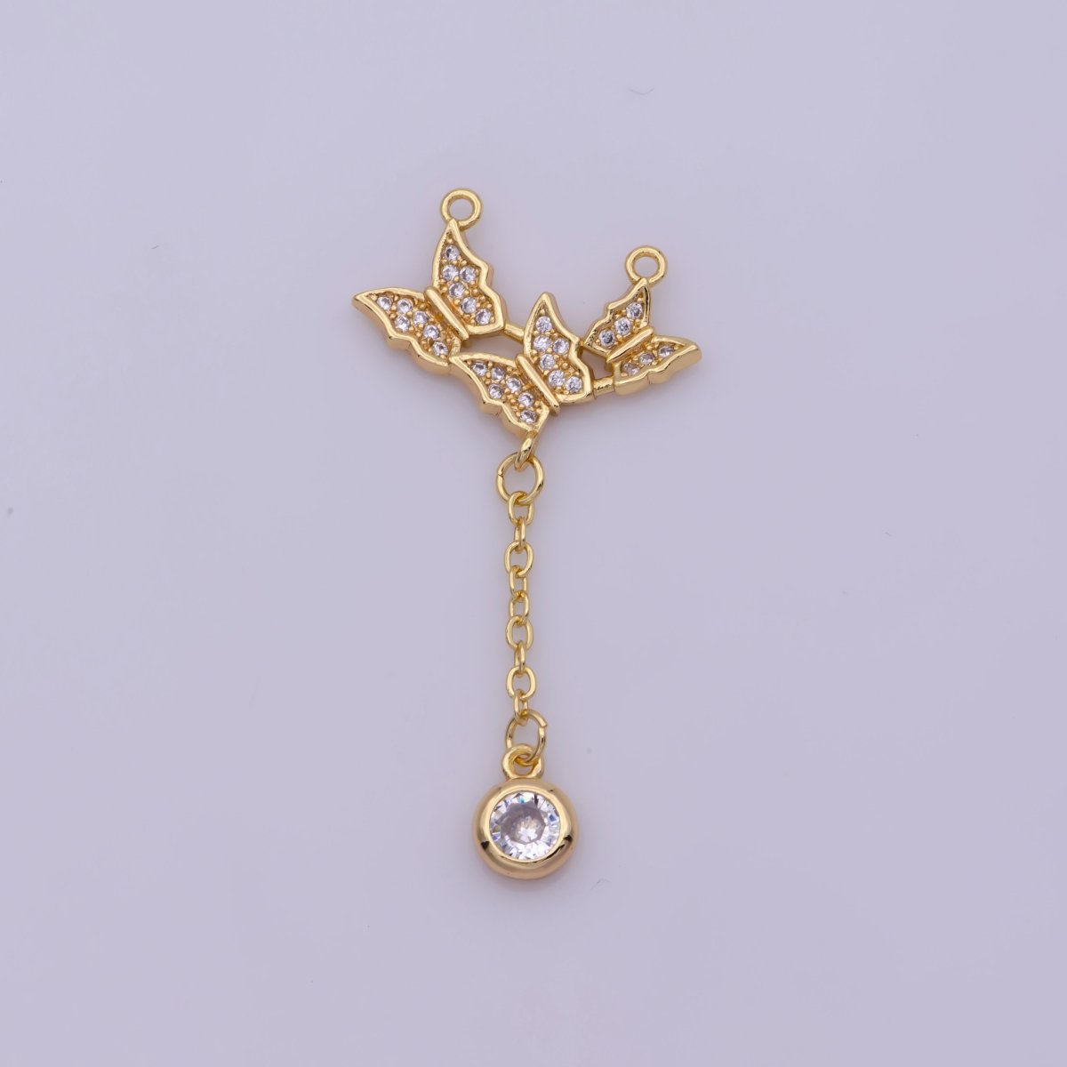 18K Gold Filed Butterfly Connector CZ Lariat Supply Y-411