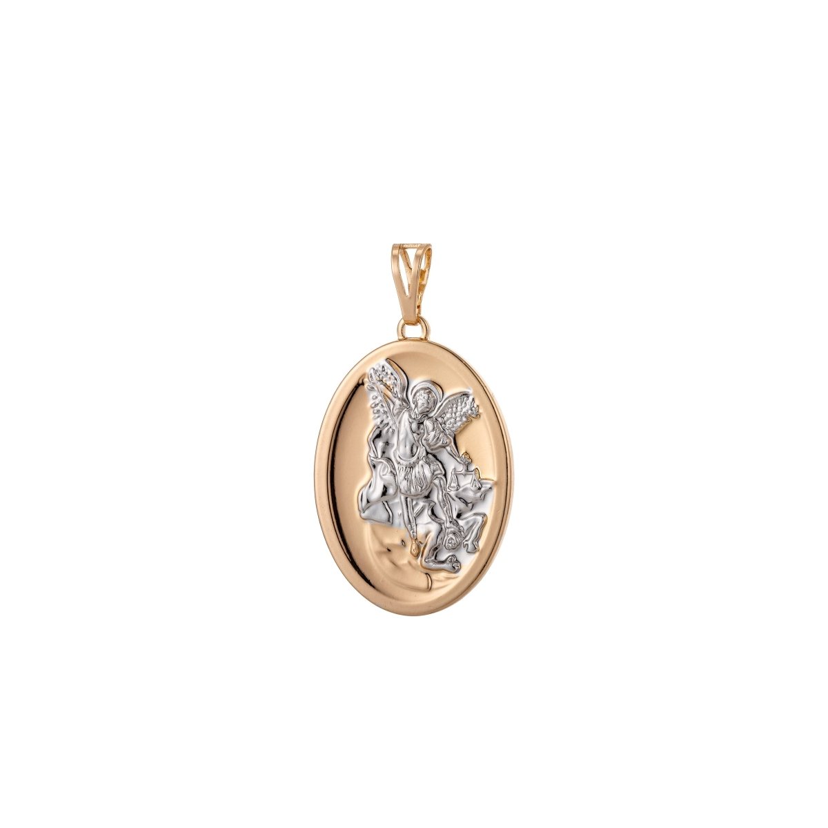 18k Gold Filled Archangel Saint Michael Medal Pendant Double Sided Charm for Jewelry Making H-813
