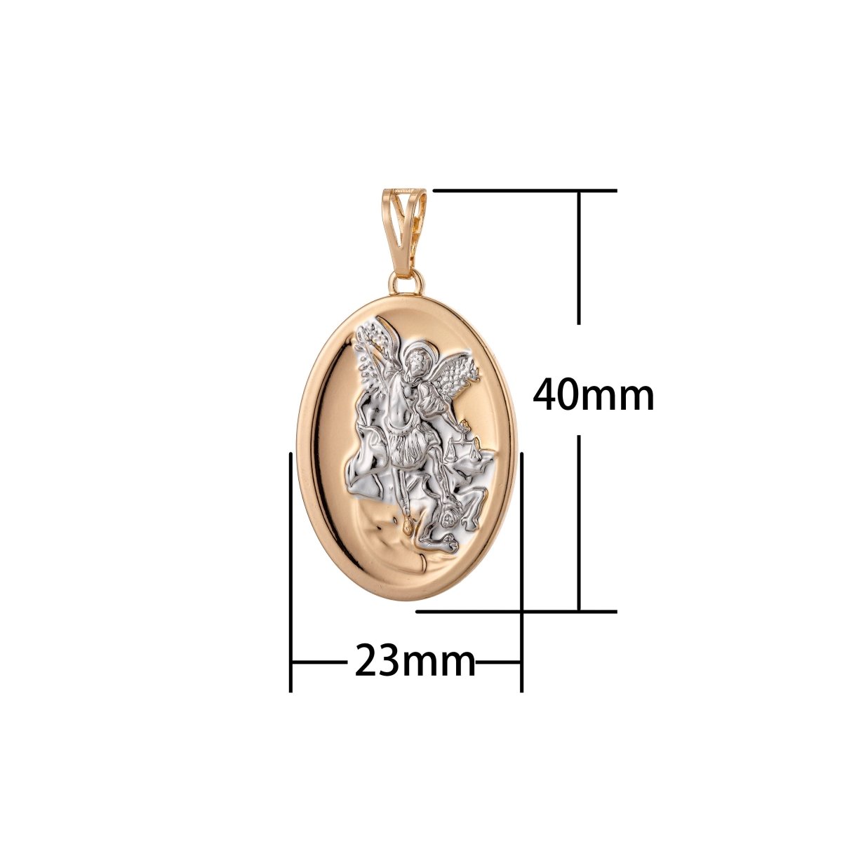 18k Gold Filled Archangel Saint Michael Medal Pendant Double Sided Charm for Jewelry Making H-813