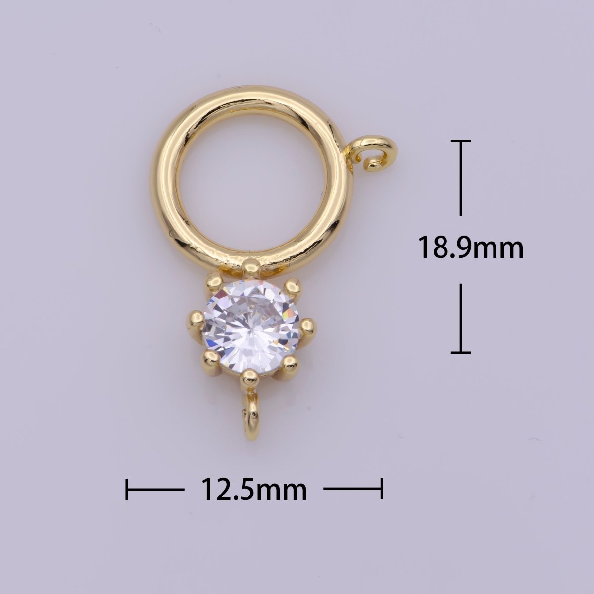 18K Gold Filled Charm Dangle Round Charm Double Bail Link Connector for Necklace L-563