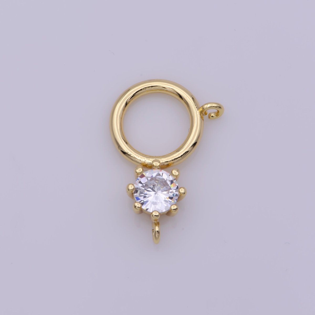 18K Gold Filled Charm Dangle Round Charm Double Bail Link Connector for Necklace L-563