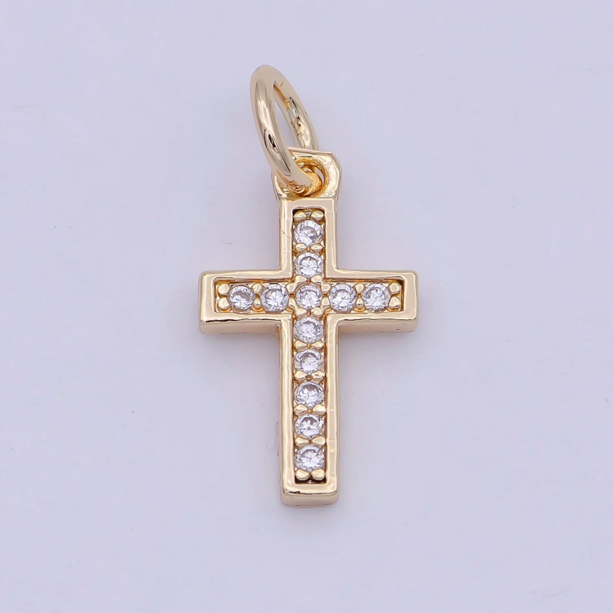 18K Gold Filled CROSS Charm Minimalist Religious Jewelry Supply W-177