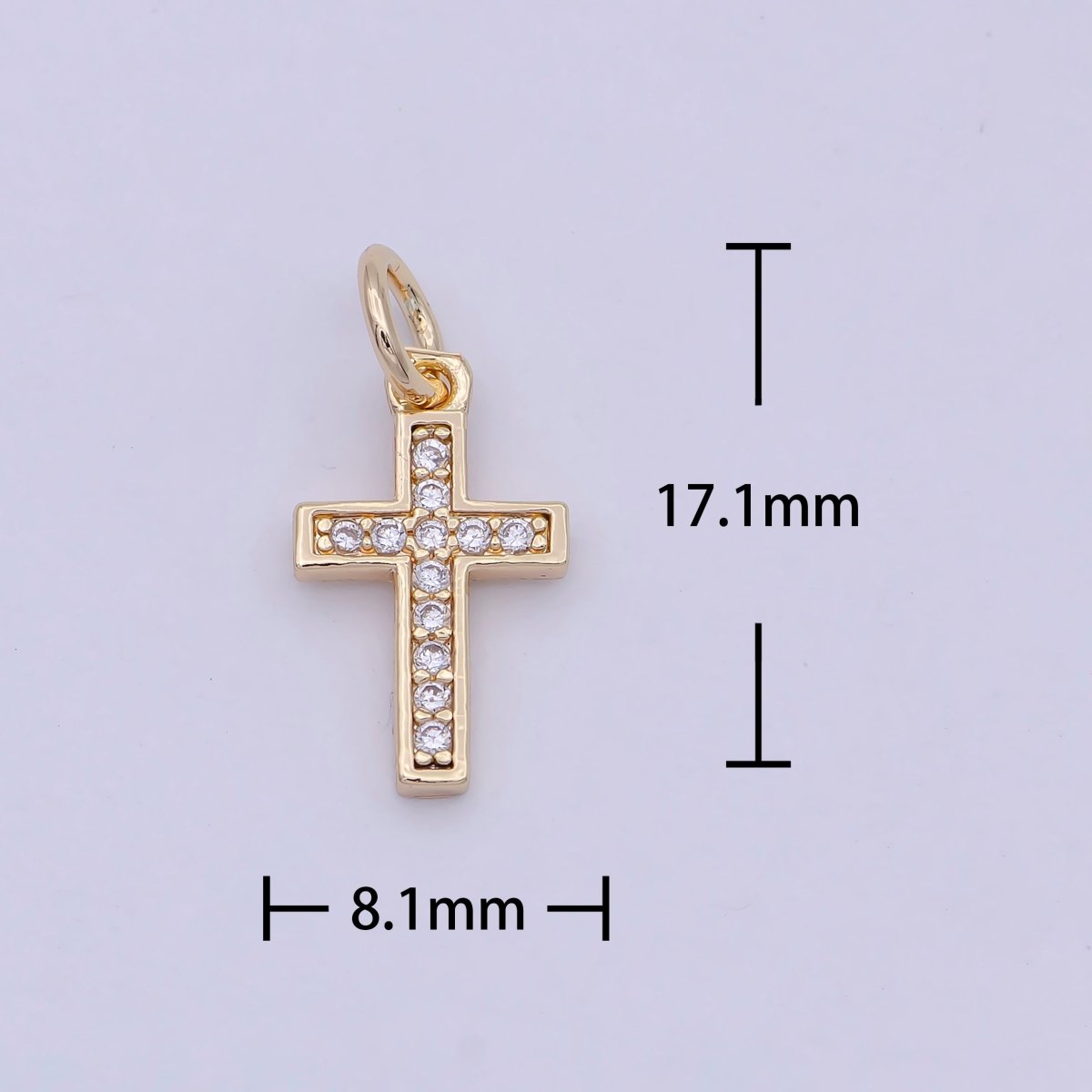 18K Gold Filled CROSS Charm Minimalist Religious Jewelry Supply W-177
