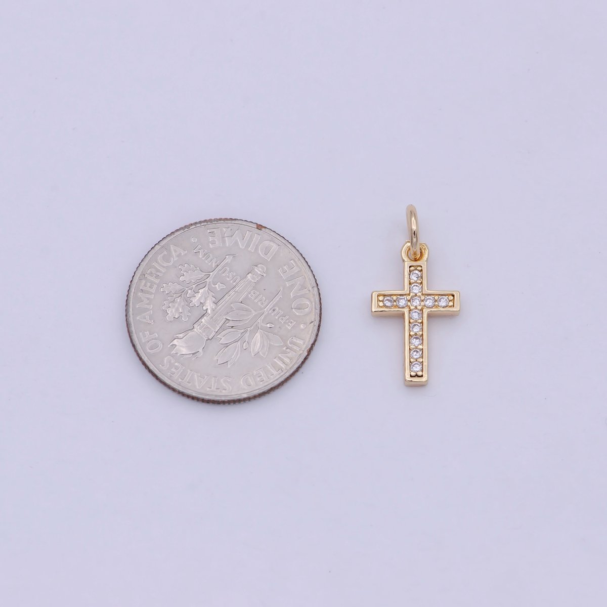 18K Gold Filled CROSS Charm Minimalist Religious Jewelry Supply W-177