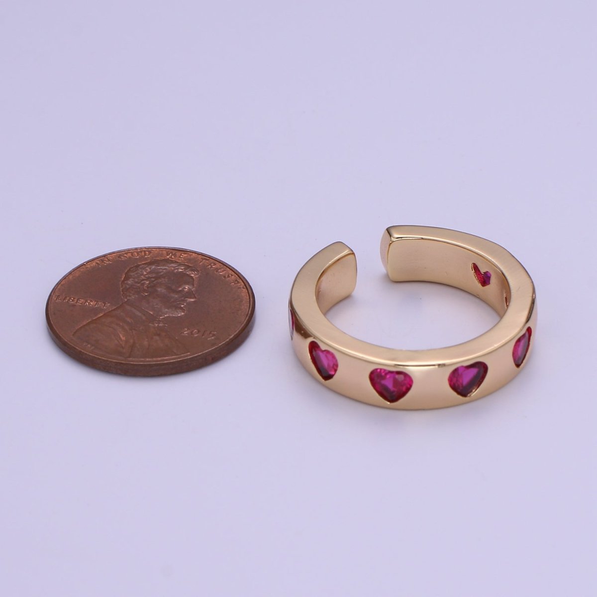 18K Gold Filled CZ Heart Minimalist Adjustable Ring