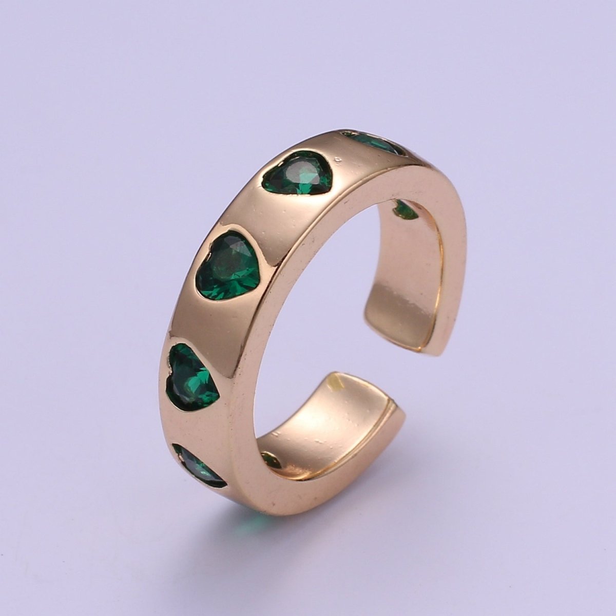 18K Gold Filled CZ Heart Minimalist Adjustable Ring
