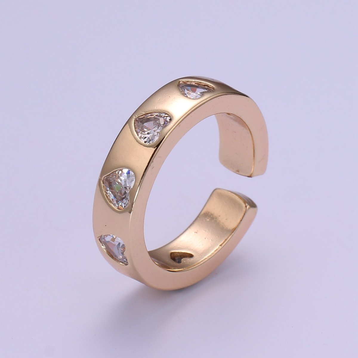 18K Gold Filled CZ Heart Minimalist Adjustable Ring