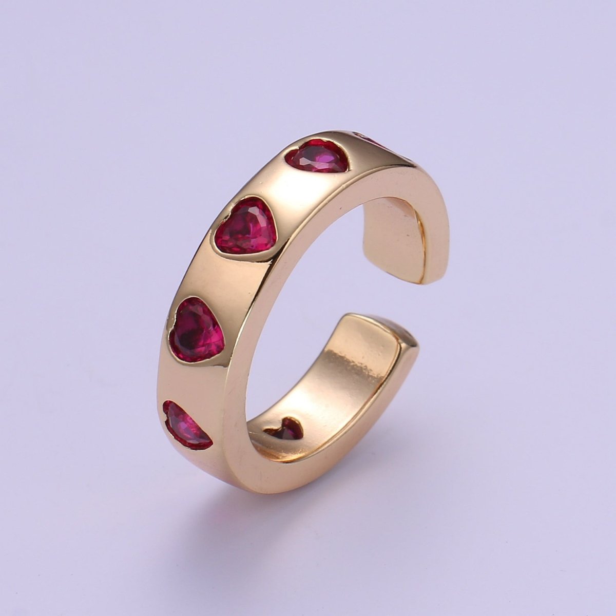 18K Gold Filled CZ Heart Minimalist Adjustable Ring