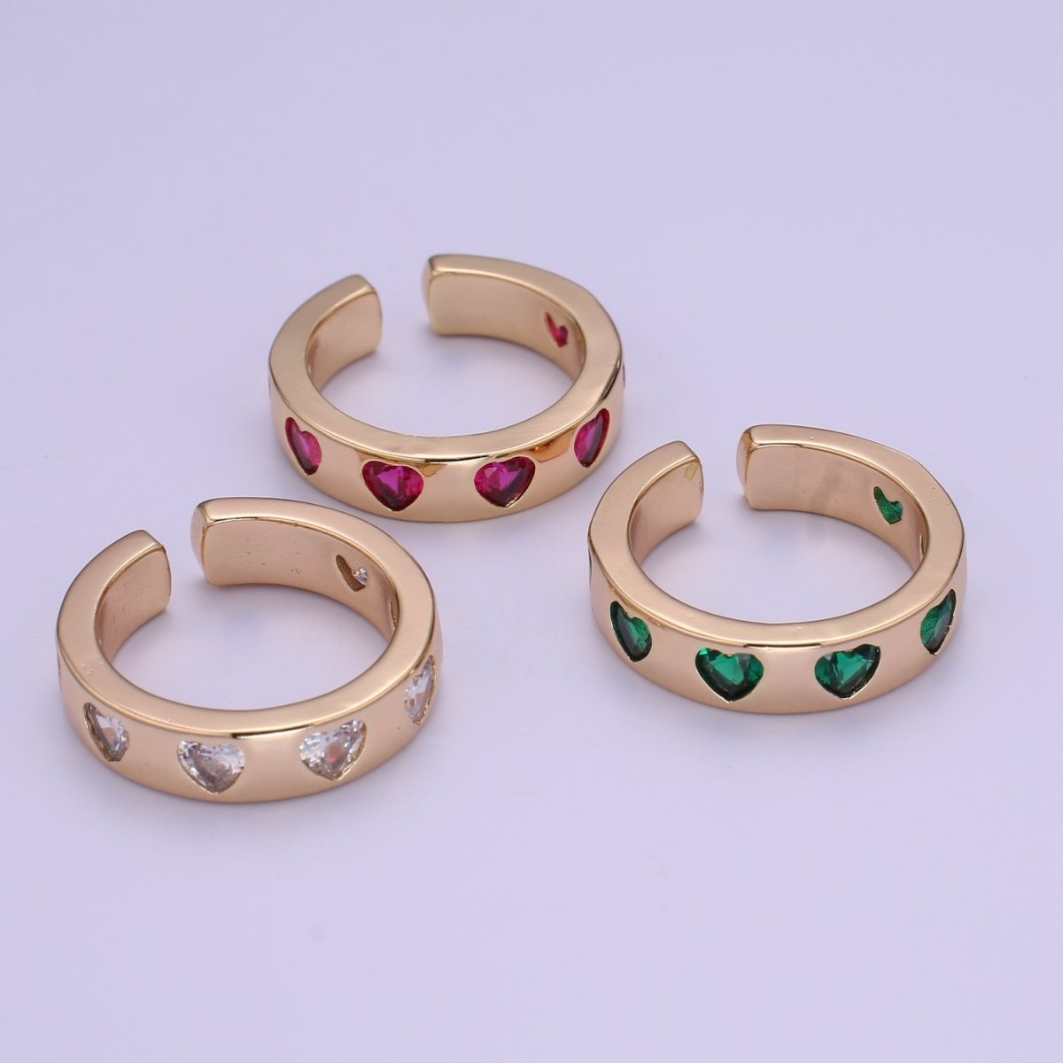 18K Gold Filled CZ Heart Minimalist Adjustable Ring