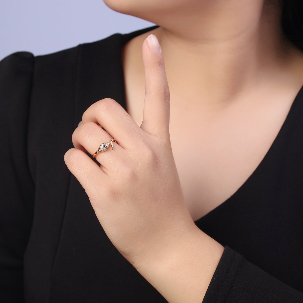 18k Gold Filled Dainty Snake Ring,Gold Snake Wrap Ring,Layered Set Ring, Snake Shape Ring U-497