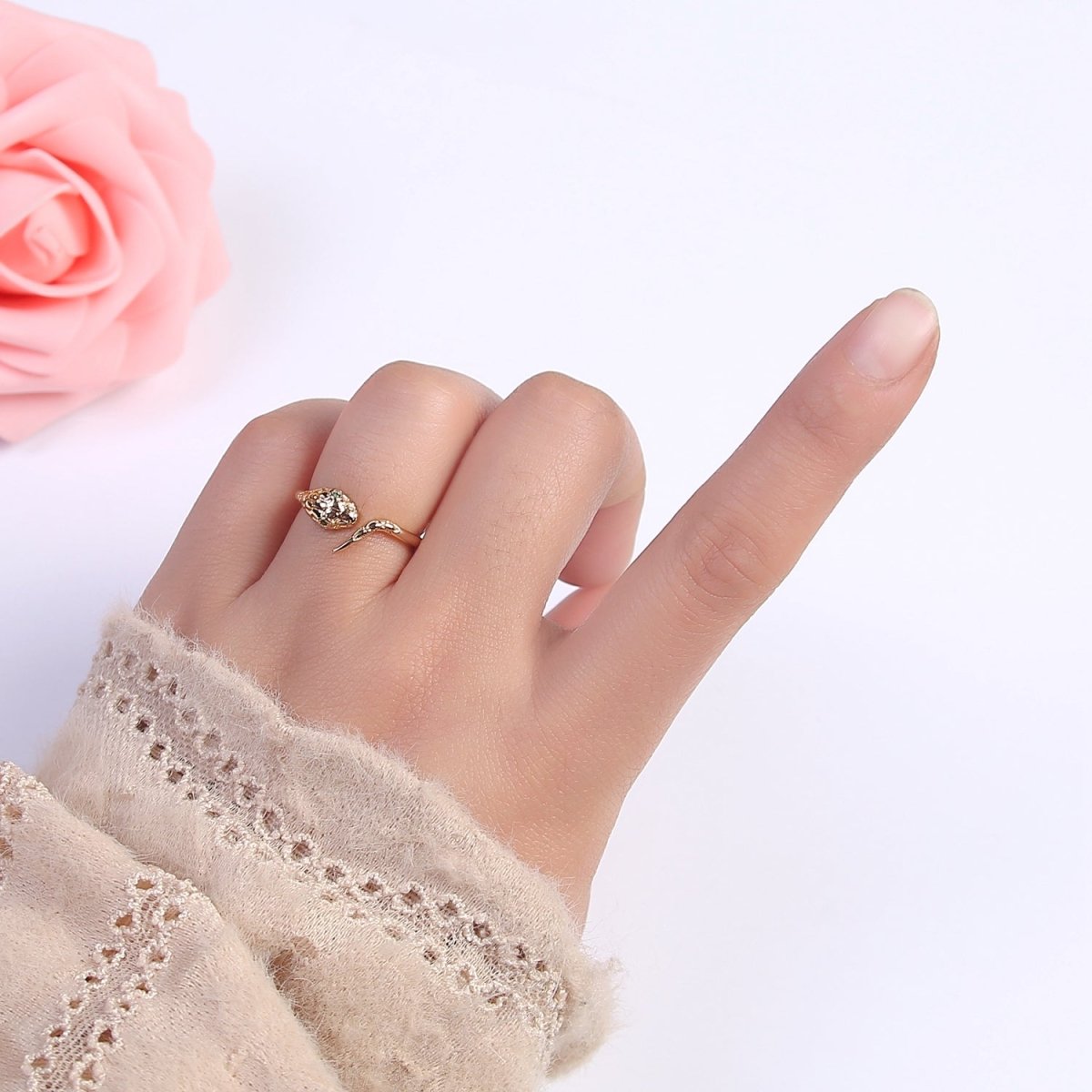 18k Gold Filled Dainty Snake Ring,Gold Snake Wrap Ring,Layered Set Ring, Snake Shape Ring U-497